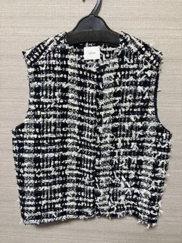 OHGA 네이비 화이트 트위드 베스트