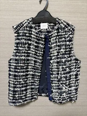 OHGA 네이비 화이트 트위드 베스트