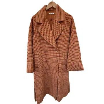 BROWNY STANDARD 오렌지 체크 롱 코트