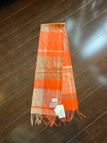 FURLA 체크 무늬 캐시미어 머플러 오렌지 계열