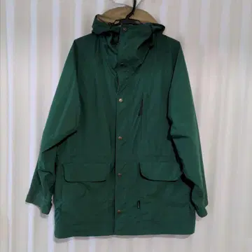 남성용 나일론 자켓 그린 컬러 후드 부착 아식스