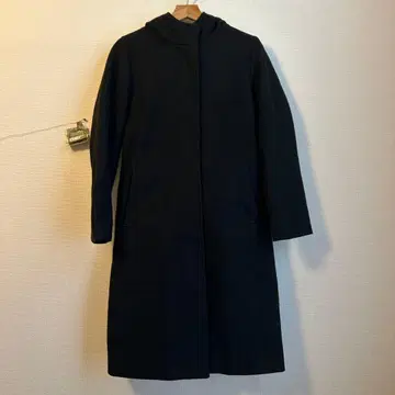 FREAK'S STORE 후드 부착 롱 코트 블랙