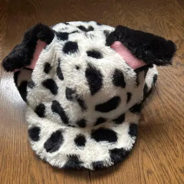 소 패턴 퍼 모자 귀 포함 디즈니랜드