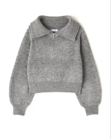 그레이 하프 지퍼 니트 스웨터