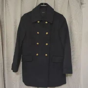 allureville 네이비 더블 브레스트 피 코트