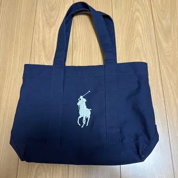 랄프 로렌 폴로 로고 자수 네이비 토트백