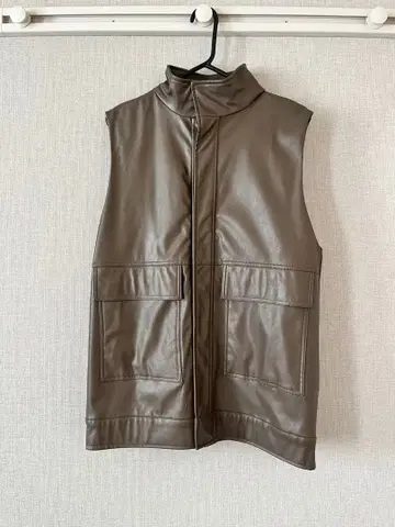 RAGEBLUE 다크 브라운 인조 가죽 베스트