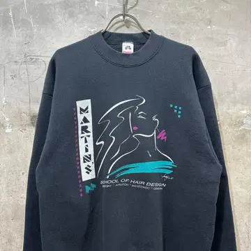 US 구제 의류 MARTIN'S 기업 맨투맨 트레이닝복 헤어 디자인 스쿨