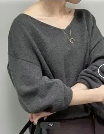 [ Noble ] W 페이퍼얀 BackV 풀오버 / 니트 / 블랙