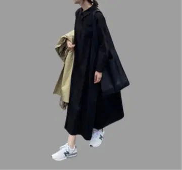 FASHIRU 블랙 긴팔 셔츠 원피스