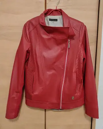 CASTELBAJAC 레드 가죽 라이더 자켓 40