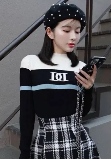 Darich 니트 스웨터 다리치 DD 마린 보더 상의 BLK