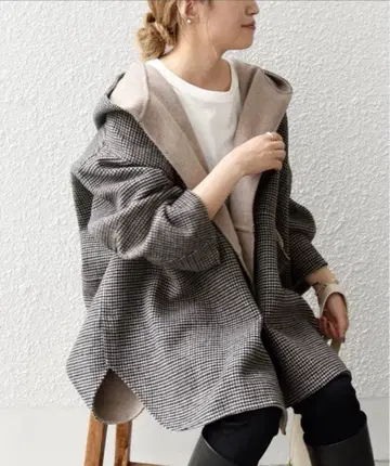 SHIPS any 후드 부착 체크 자켓