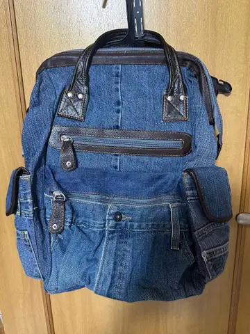 데님 리메이크 백팩 가마구치 백팩