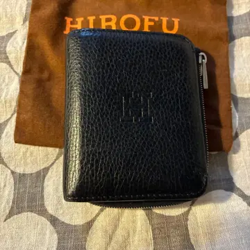 HIROFU 네이비 가죽 접이식 지갑