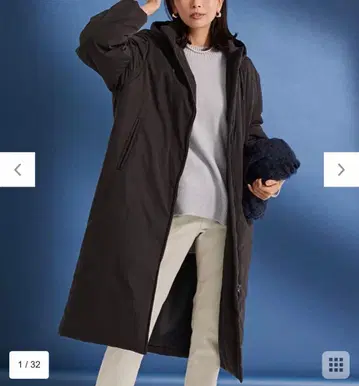 23구 S 블랙 후드 부착 충전솜 롱 코트 사이즈 30