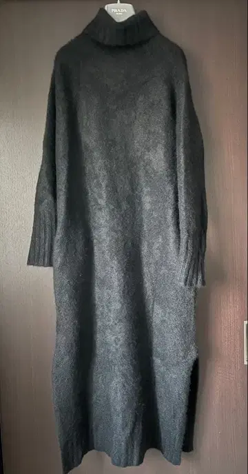 블랙 터틀넥 모헤어 롱 니트 원피스