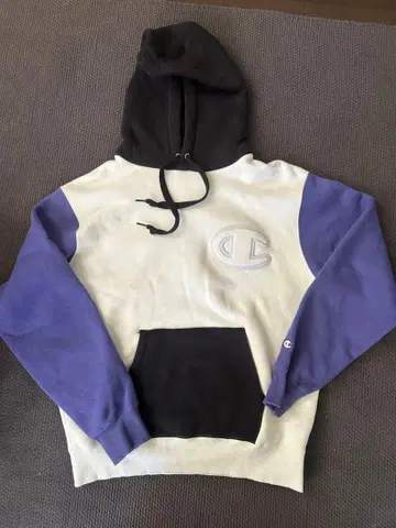 Champion 후드티 X-LARGE 화이트/블랙/퍼플