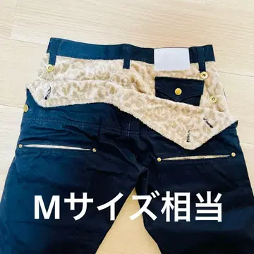 레오파드 무늬 숨김 포켓 블랙 팬츠