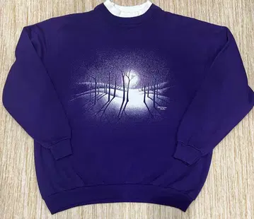 USA제 Morning Sun 아트 맨투맨 보라색 퍼플 여성용 90s