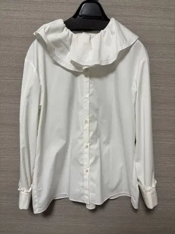 OHGA 프릴 옷깃 화이트 셔츠 긴팔