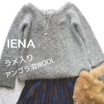 이에나 라메 알파카 혼방 울 스웨터 그레이 보트넥 니트
