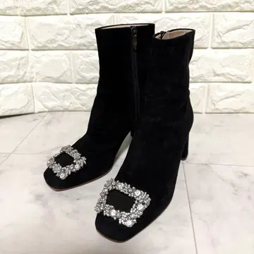 새상품급 다이애나 비쥬 숏부츠 스웨이드 스퀘어토 힐 23 블랙