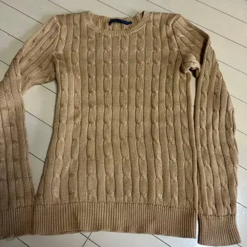 ALPH LAUREN 카멜 케이블 니트 스웨터 M