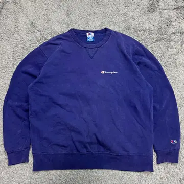 90s Champion 맨투맨 굿 페이드 네이비 원포인트 로고