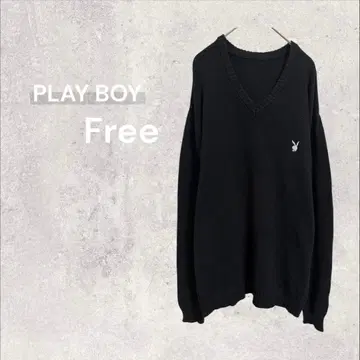 플레이보이 PLAYBOY 남성용 니트 스웨터 롱 기장 로고