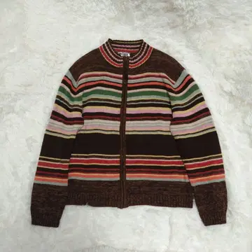 빈티지 보더 지퍼 니트 브라운 itimi otoe