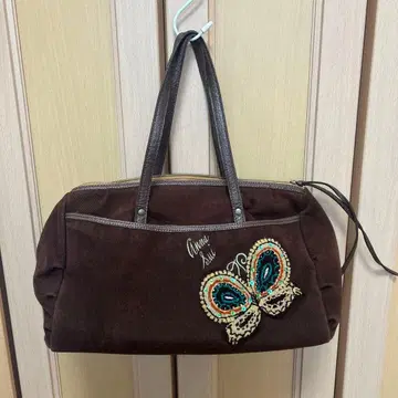 ANNA SUI 브라운 핸드백 나비 자수