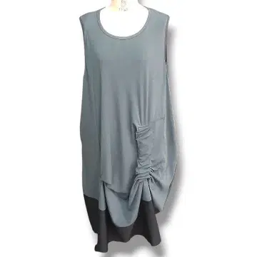 롱 베스트 오버롤 스커트 바이컬러 모드 스타일 그레이