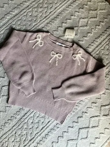 택 포함 미사용 새상품 le reve vaniller 펄 리본 니트