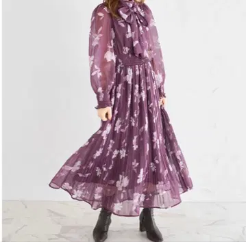 tocco closet 2way 보타이 리본 포함 셔링 플리츠 원피스