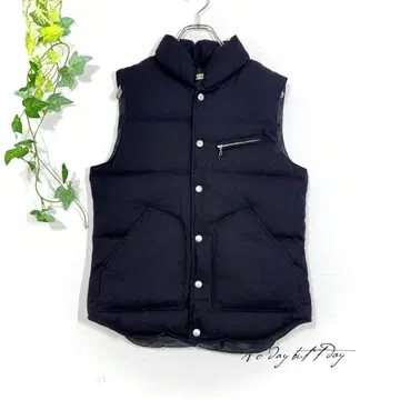 저널 스탠다드 다운 베스트 (M) 네이비 울 혼방 스냅 버튼