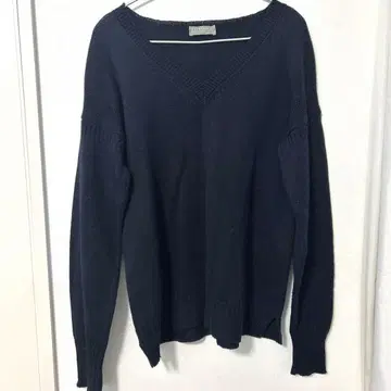 마가렛호웰 간지 니트 피셔맨즈 다크 네이비 스코틀랜드 면 린넨