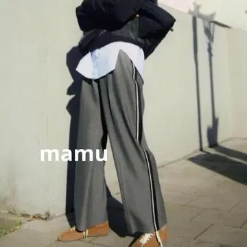 와이드 레그 더블 허리 팬츠