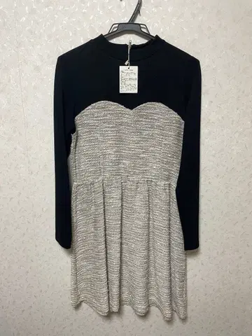 블랙 실버 메탈릭 긴팔 원피스