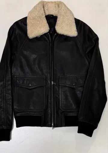 프리티 그린 블랙 가죽 플라이트 자켓 M 사이즈