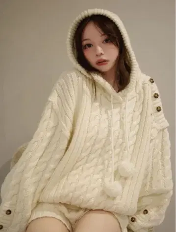 andmary Yara cable knit set up ivory