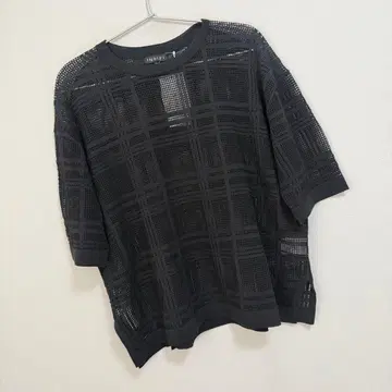 인디비 [세탁 가능] 메쉬 체크 무늬 니트