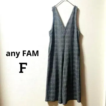 any FAM 살로펫 체크 무늬 V넥 살로펫 올인원 F
