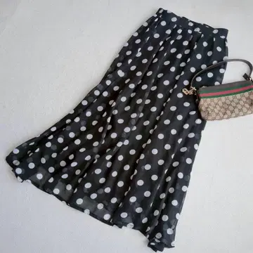 GRL 롱 스커트 폴카 도트 도트 시어 소재 M [ k6157n ]