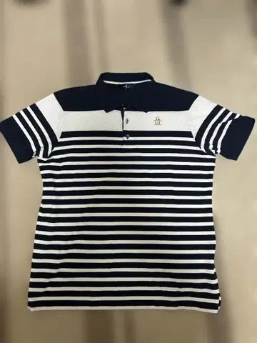 Munsingwear 먼싱웨어 스트라이프 피케 셔츠 네이비