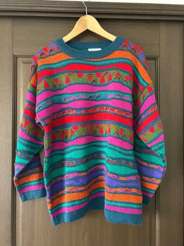 구제 의류 La Dame 멀티 컬러 니트 스웨터 M