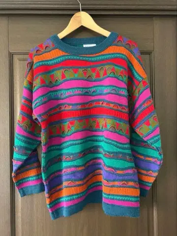 구제 의류 La Dame 멀티 컬러 니트 스웨터 M