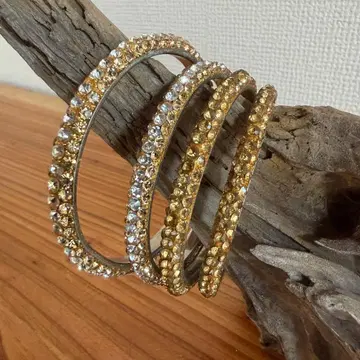 골드 크리스탈 뱅글 4개 세트