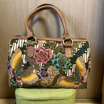 꽃무늬 바틱 중형 보스턴 백