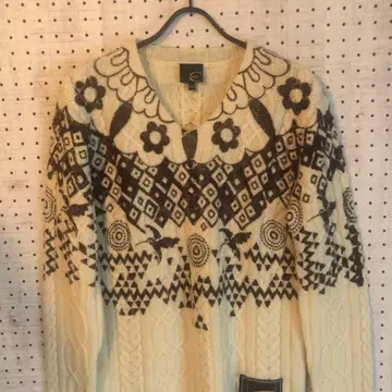 JUSTcavalli 아란 눈꽃 패턴 노르딕 니트 피셔맨